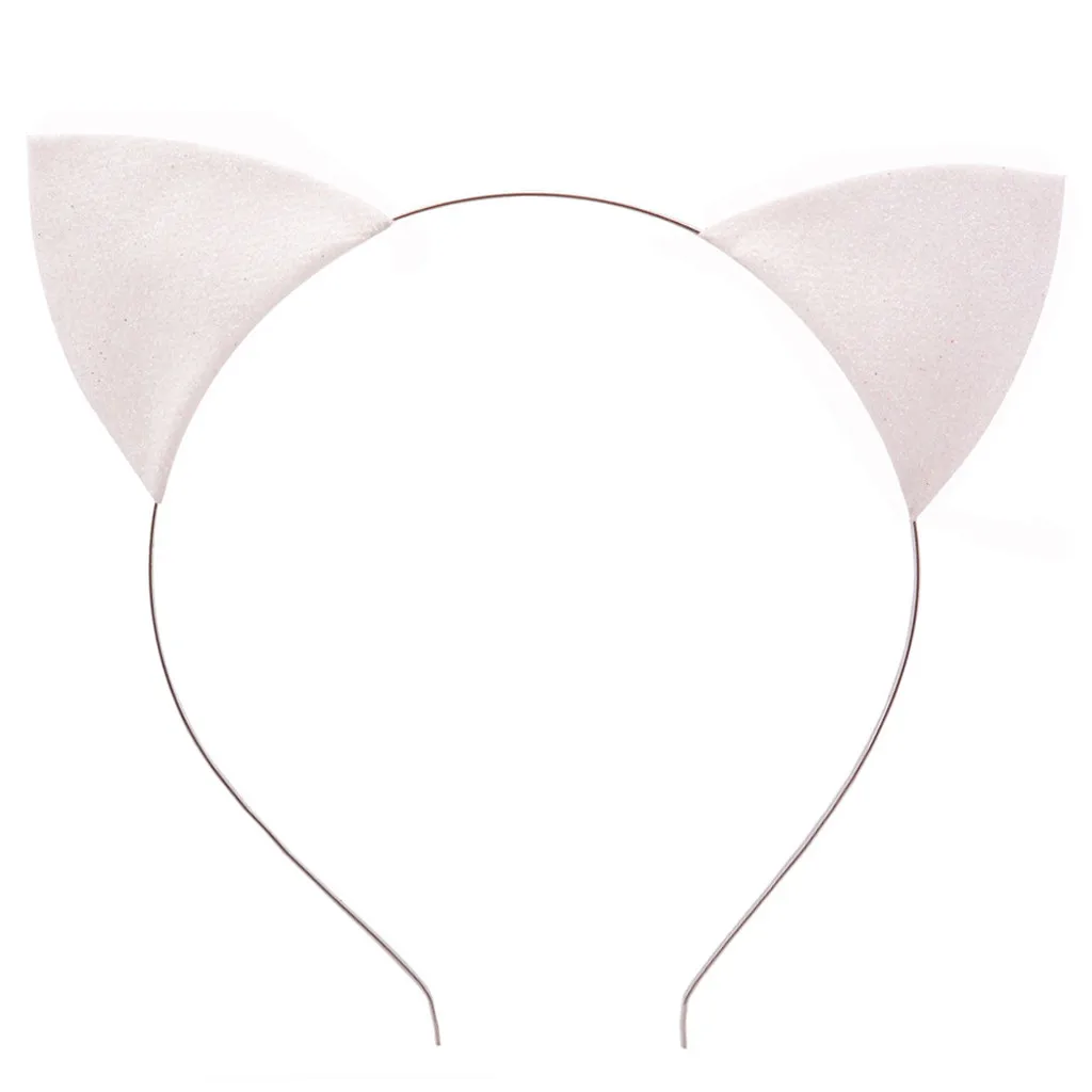 Высокое качество женские блестящие кошачьи уши повязка Косплей-повязка на волосы диск яркая точка изогнутая Кепка поддержка Прямая поставка - Цвет: White