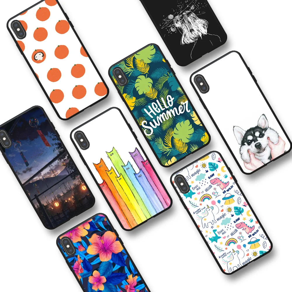 

Soft Silicon Case For iPhone 7 8 Plus Painted Back Phone Cover Case For iPhone 6 6s Plus＋5 5S Se X XS Max XR Capa