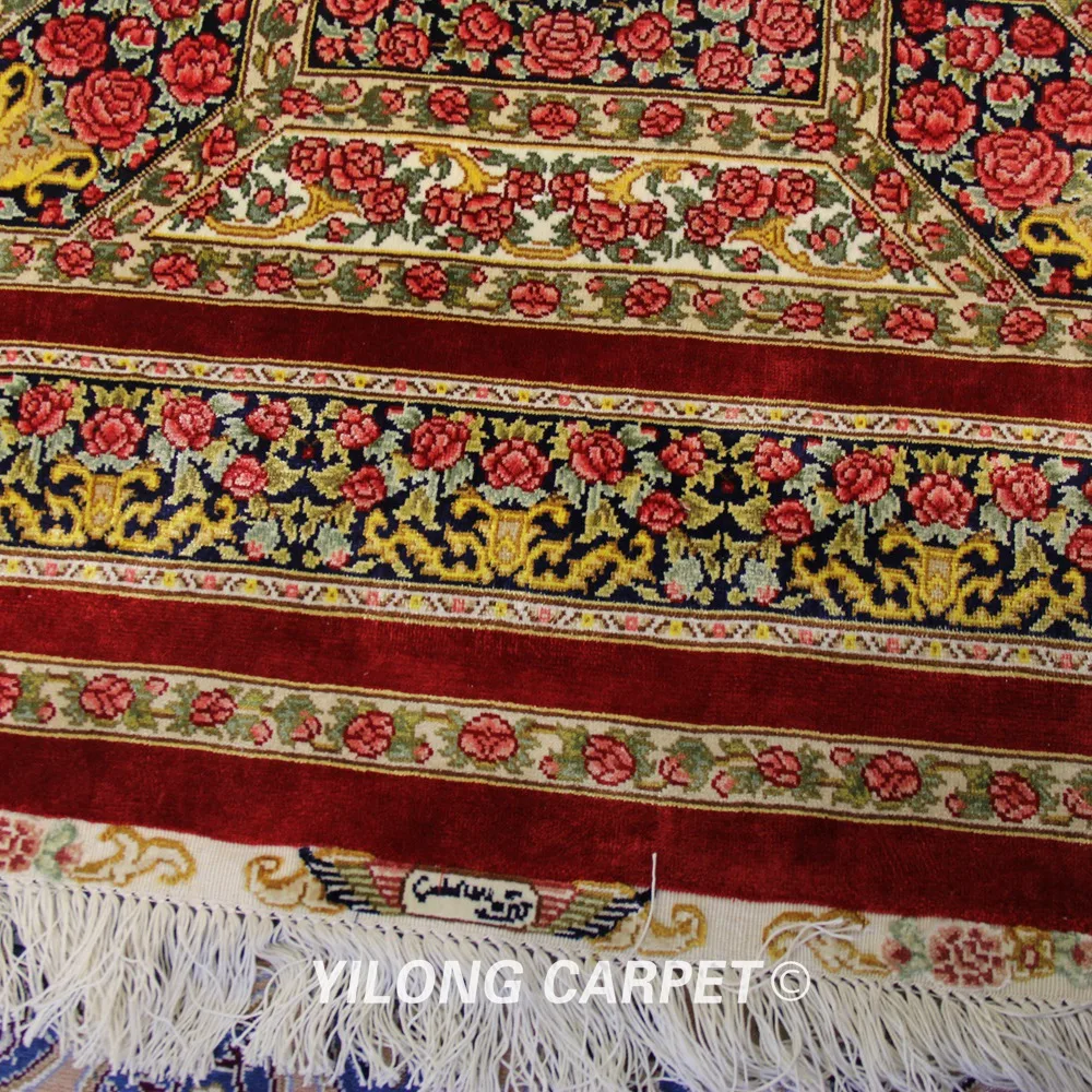 YILONG 3'x 5' Vantage персидский шелк красные цветы ковер ручной узлом восточные ковры(ZQG310A