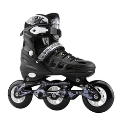 3 Pu Wheel Inline Skates Adjustable Adult Roller Skating Shoes Roller Sneaker Slalom Speed Patines Free Skating Racing Skates