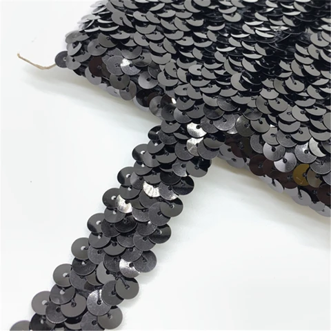 20mm Sequins Elastic Band Elastic Ribbon Lace Trim Sequin Sewing Fabric For Crafts Sewing Cloth Accessory Sequin Trim