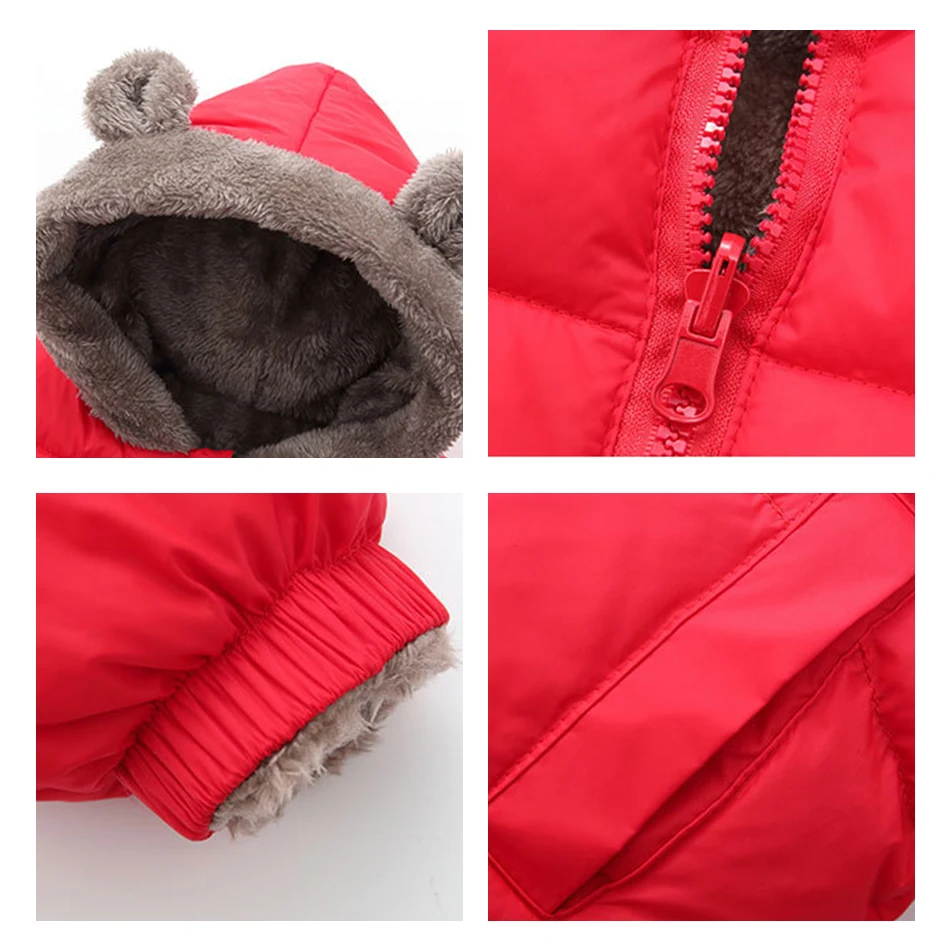 Kids Cotton Clothing Thickened Down Girls Jacket Baby Children Winter Warm Coat Zipper Hooded Costume Boys Outwear