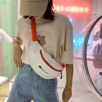 

2020 spring and summer new chest bag Korean version of the fashion shoulder bag canvas seri поясная сумкаes ladies belt bag
