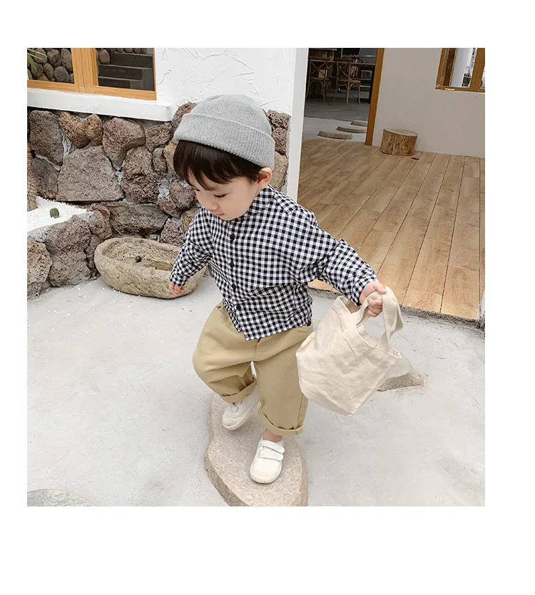 Осенняя одежда для мамы в американском стиле новая стильная рубашка в клетку для мальчиков Детская Повседневная рубашка в Корейском стиле детские модные топы