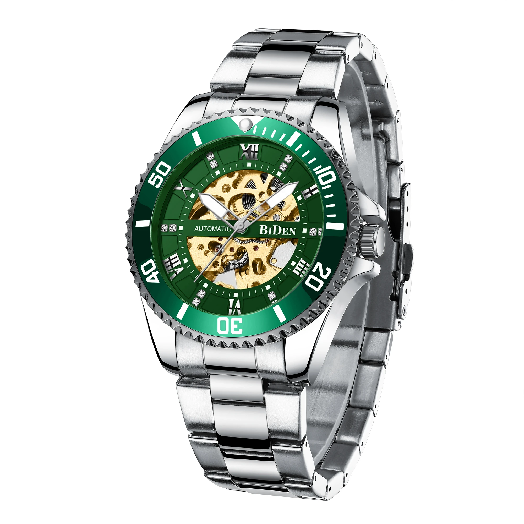 新しい Biden ファッション男性自動機械式時計男性スケルトンデザイン防水腕時計ステンレス鋼のストラップスポーツ時計 Mechanical Watches Aliexpress