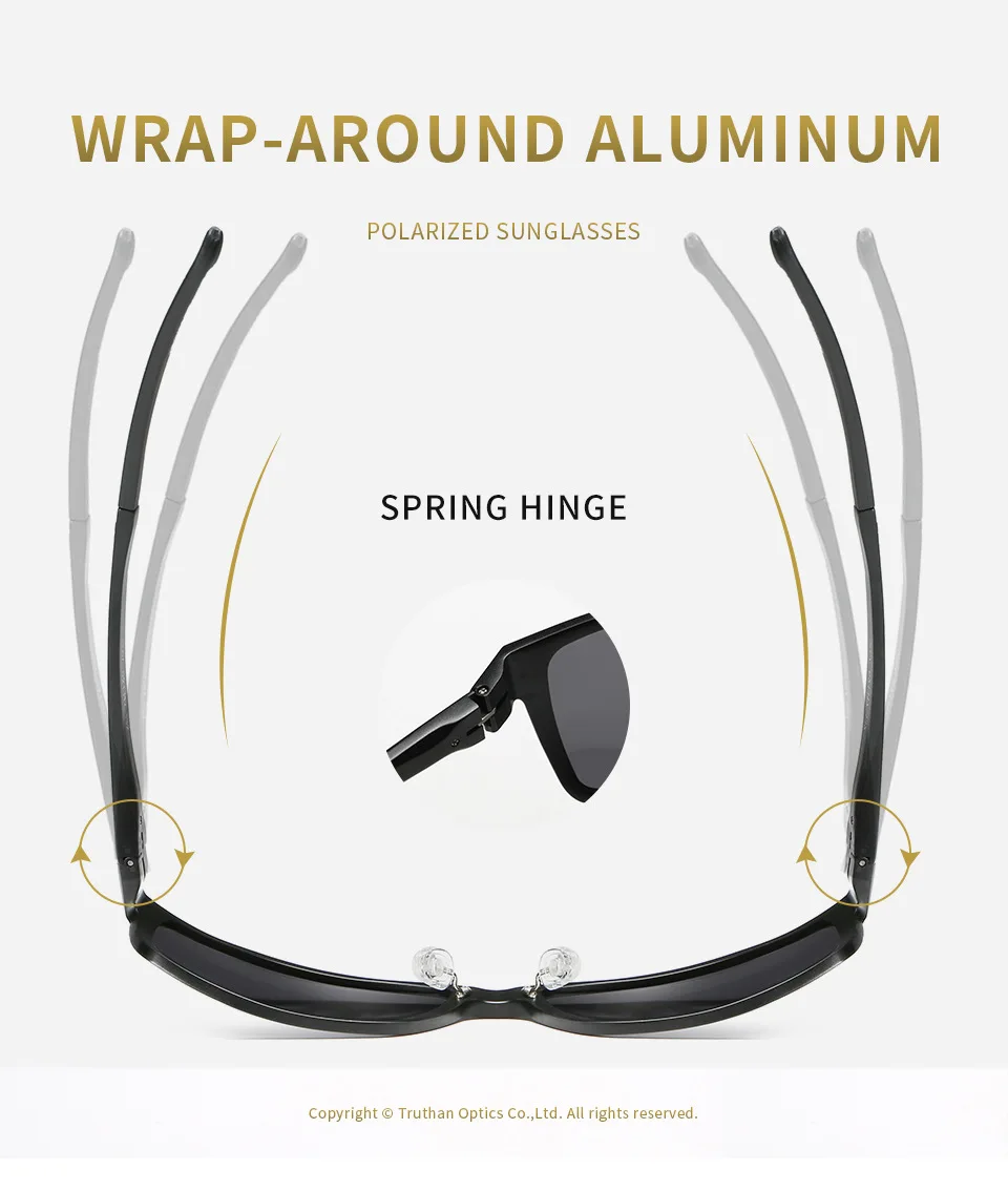 High Quality Mens Aluminum Sport Sunglasses Wrap-Around Rectangle Polarized Sun Glasses for Men Driving Sunglass Anti-glare 5089