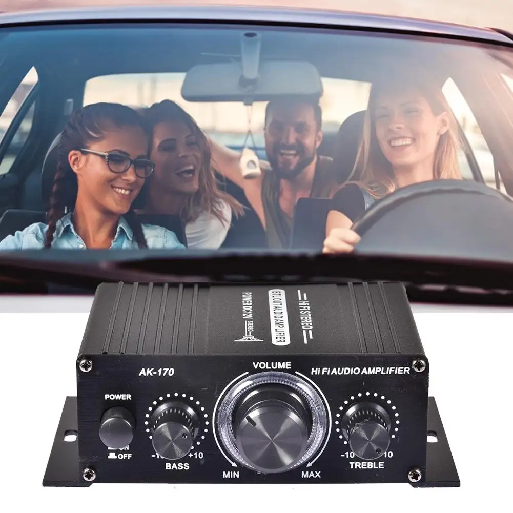 Hi-Fi Bass Tuning 12V Mini Auto Car Stereo Amplifier 2 Channel Audio SubwoofRSAP 