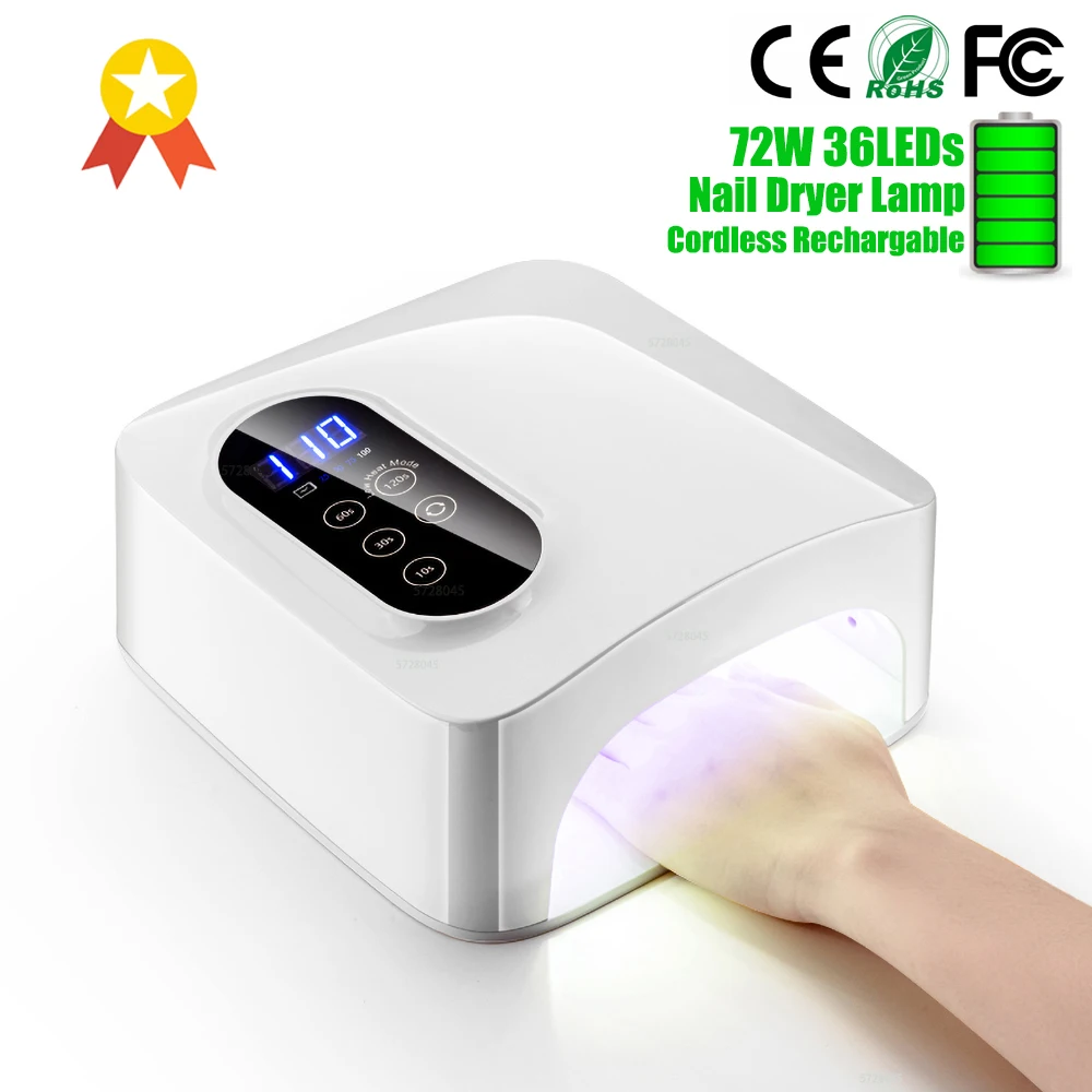 Лампа УФ/LED аккумуляторная для сушки гель-лака 72 Вт 15600 мАч | Красота и здоровье