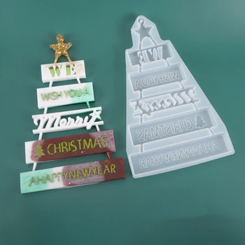 

2020 New Crystal Epoxy Resin Mold Christmas Tree Listed Decoration Pendant Casting Silicone Mould DIY Crafts Jewelry Making Tool
