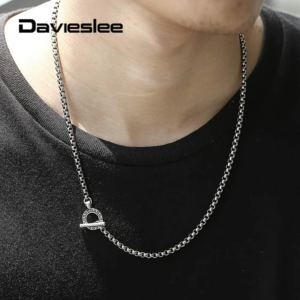 Мужские и женские цепочки из нержавеющей стали Davieslee серебристого цвета с