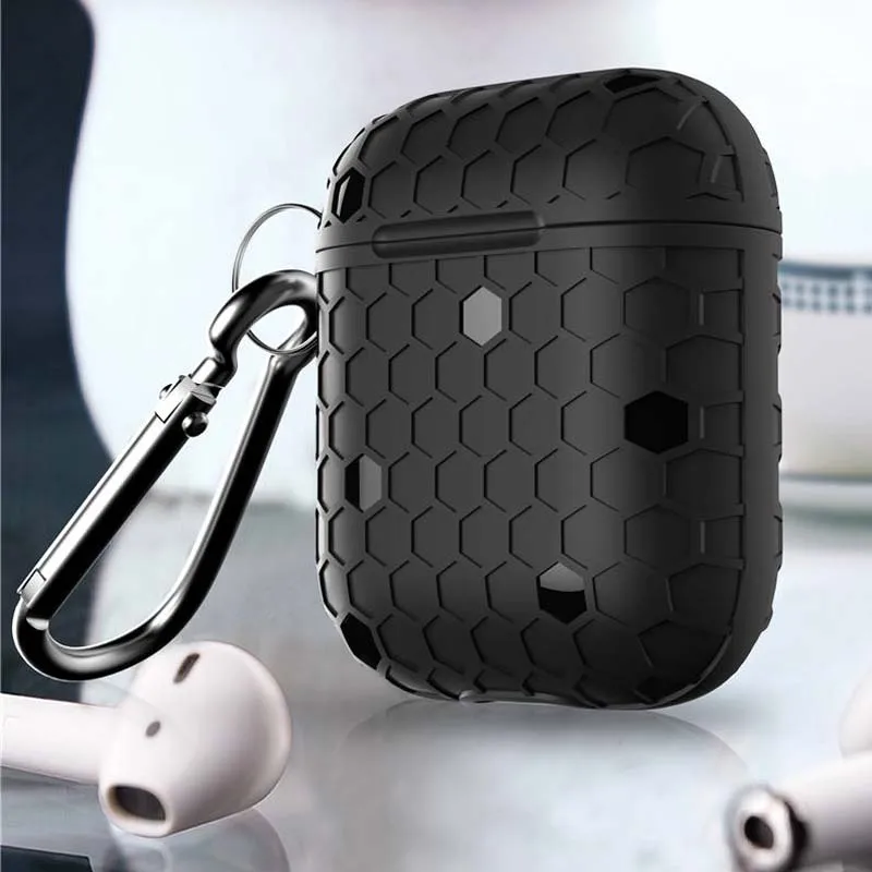 Мягкие силиконовые Bluetooth беспроводные наушники Чехлы Защитные для Apple Airpods коробка с крюком ударная Футбольная форма сумка