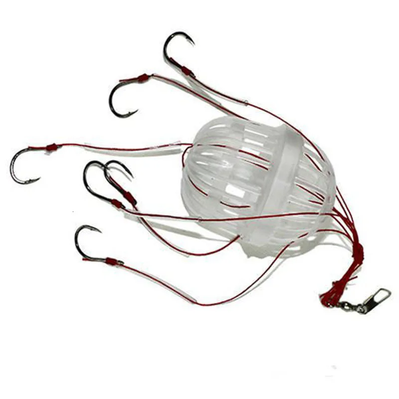 

1 Pcs Good Boxed Cage Explosion Hook Squid Fishing Group With Six Strong Hook Fishing Tackle Feeder Cage Accessories