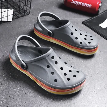 

Size 39-44 Colorful Garden Clog Shoes Men's Quick Dry Casual Non-slip Soft Slippers Casual Wear Beach Shoes Male Sandals