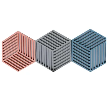 

3Pcs Silicone Tableware Insulation Mat Coaster Cup Hexagon Mats Pad Heat-Insulated Bowl Placemat