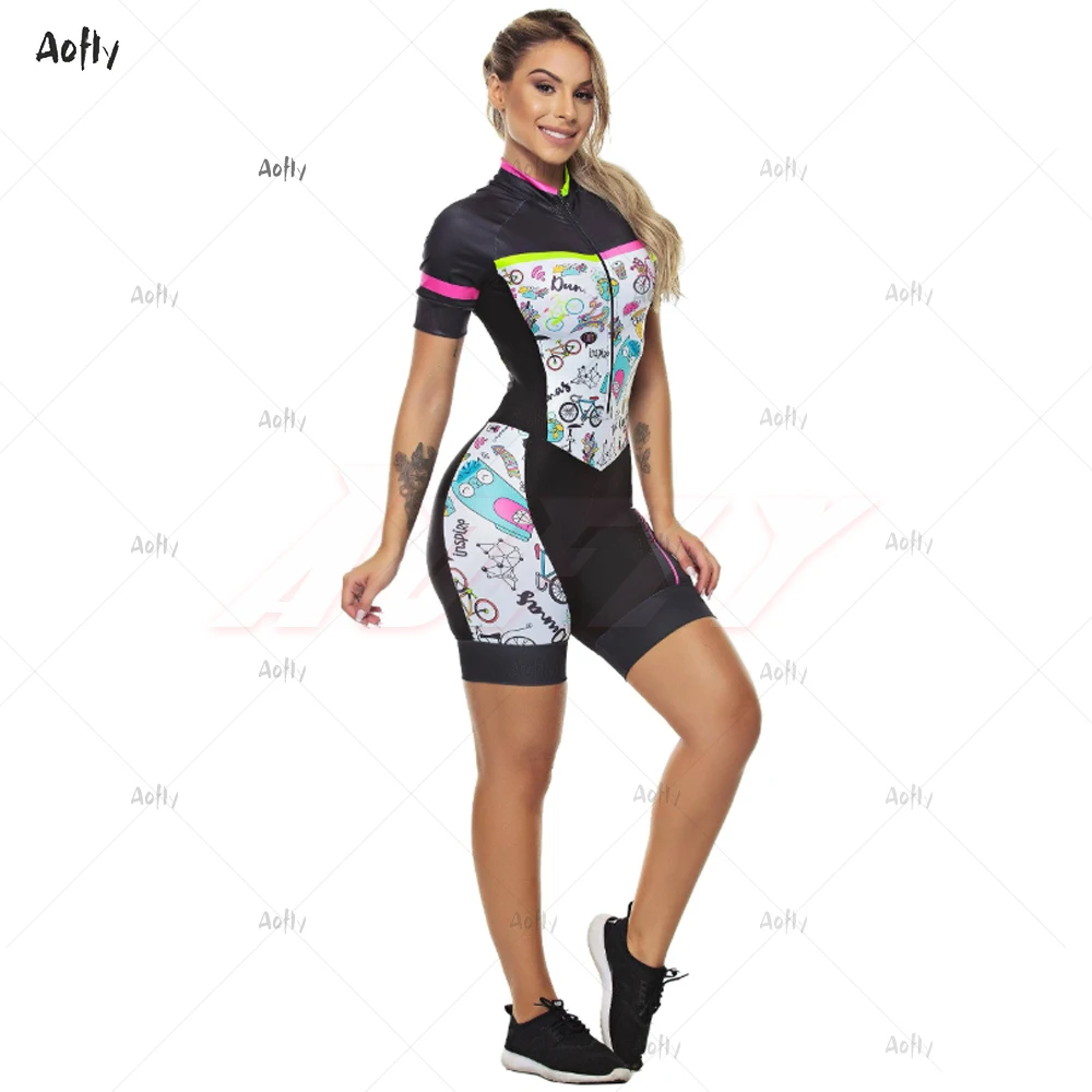 

Skinsuit Women Jumpsuit Sexy Summer Machinery Female Cyclist Monkey One Piece Women's Bicycle Overalls Macaroni Female Cycling
