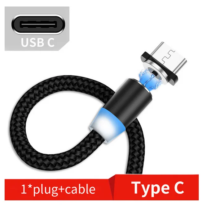 Black for Type C Магнитный Micro USB кабель Olaf 2 м для iPhone, samsung, Xiaomi, huawei, зарядный кабель USBType C, Магнитный зарядный провод - Цвет: Black for Type C