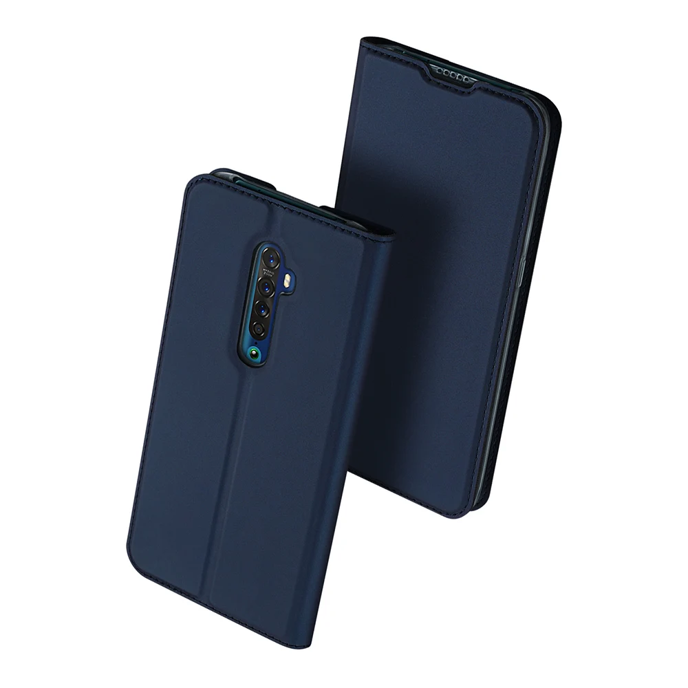 Чехол-книжка для OPPO Reno 2 с отделением для карт, чехол-кошелек с подставкой из искусственной кожи и ТПУ, Мягкий бампер, защитный чехол, сумка для мобильного телефона - Цвет: Синий