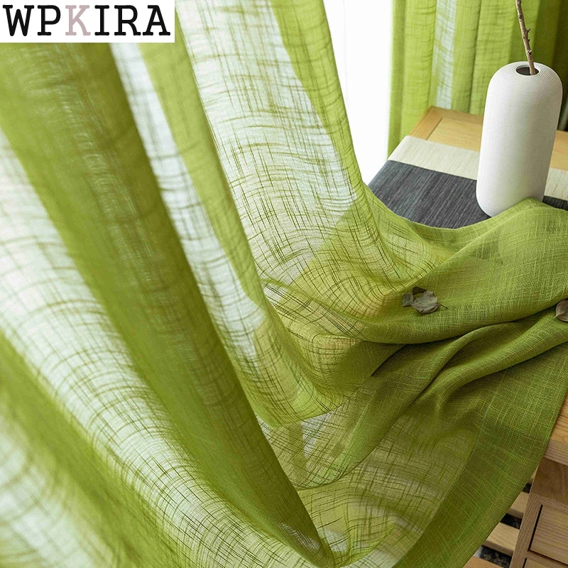 

Green Cotton Texture American Country Style Decorative Curtain French Tulle Curtains For Living Room Cortina Sheer Tulle S157&30