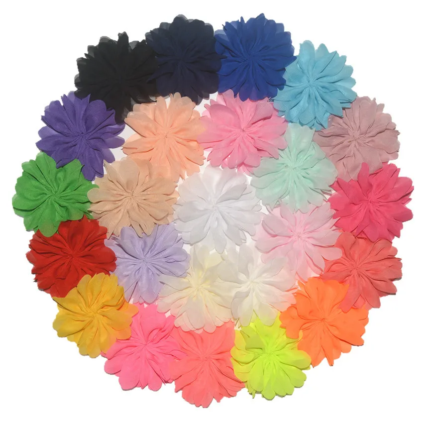 

Hot Sale 40pcs/lot 9CM Chiffon Flower Fabric Rose Hair Flowers For Headband Fabric Flowers For Craft Hair Accessories LSFB048