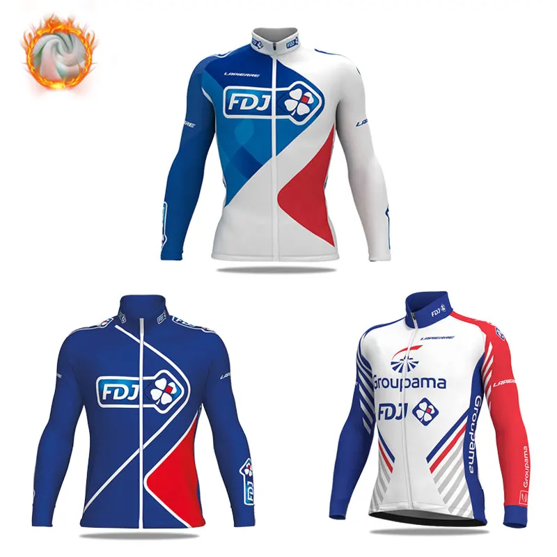 Ropa ciclismo 2019 FDJ Зимняя Теплая Флисовая велосипедная одежда мужская Трикотажная