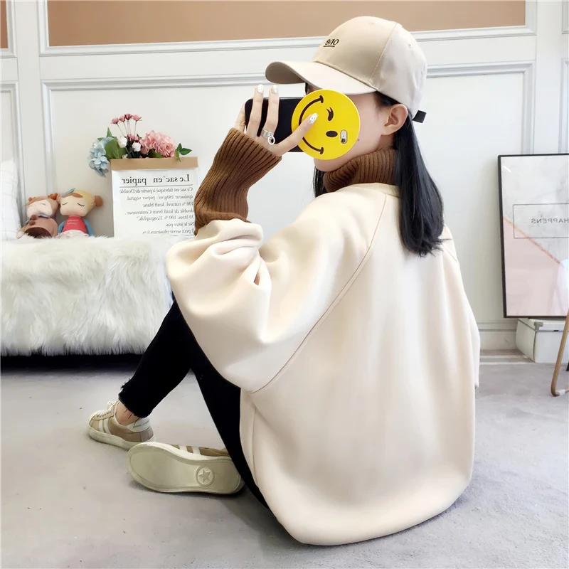Женская толстовка в Корейском стиле Ulzzang Harajuku имитация 2 шт. толстовки с длинными