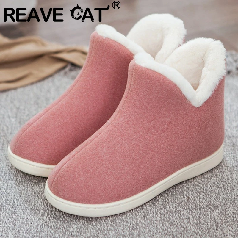 Женские теплые сапоги унисекс REAVE CAT зимние до щиколотки с хлопковым утеплителем |