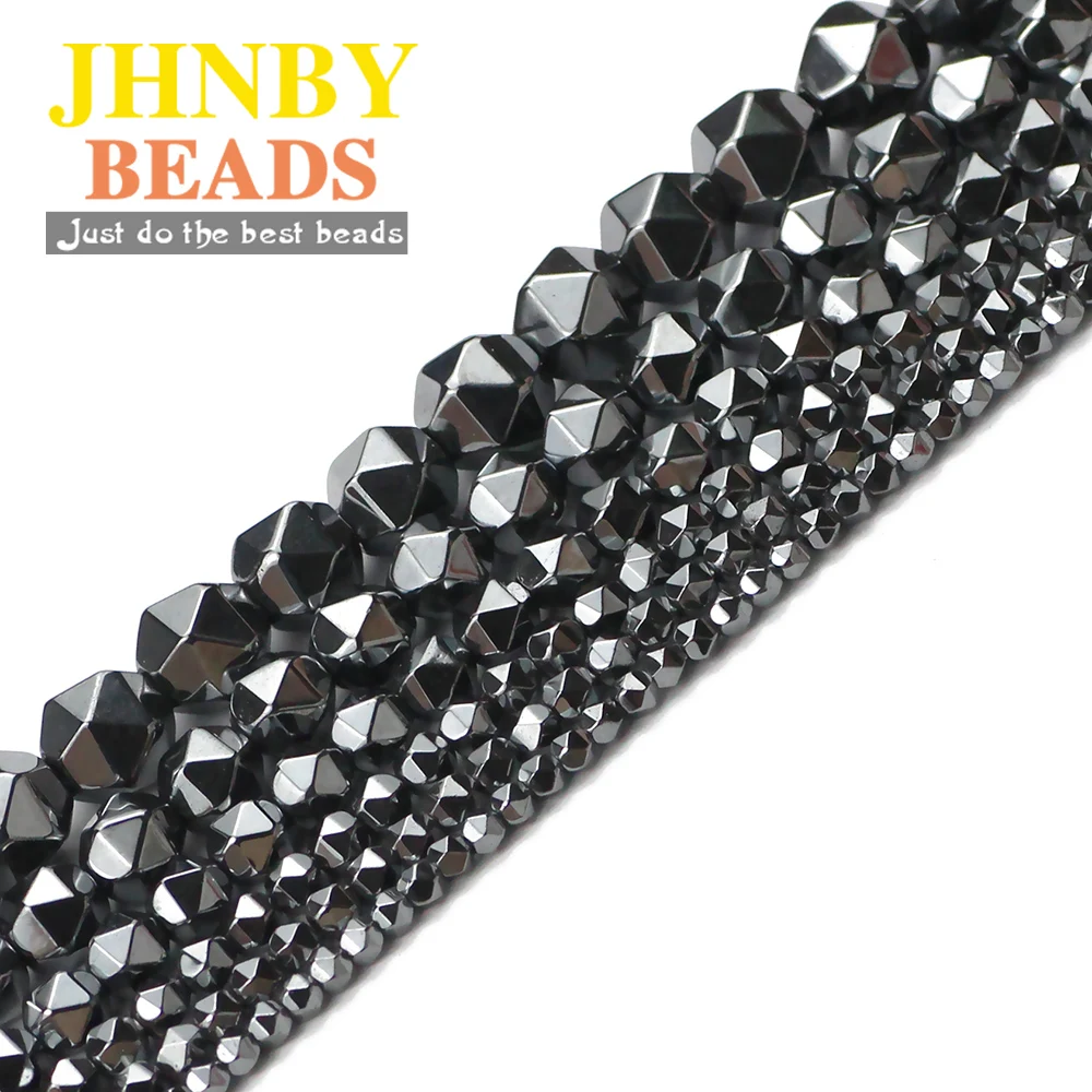 

JHNBY 2/3/4/6/8mm Faceted Round Black Hematite Natural Stone Spacer Loose Beads For Jewelry Making 15.5'' Diy Necklace Bracelets