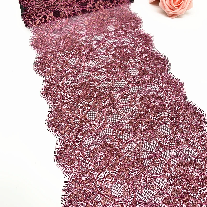 3y/lot Width 24.50cm 4 Colors Shimmer Eyelash Lace Trim Foil Skirt Hem For Dress Sewing Applique Costume Dress Fabric Lace Bjd 4