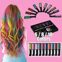 Conjunto de 6/8/10 colores para tinte temporal de pelo, peine de Color de tiza para Cosplay, peine lavable para maquillaje de fiesta