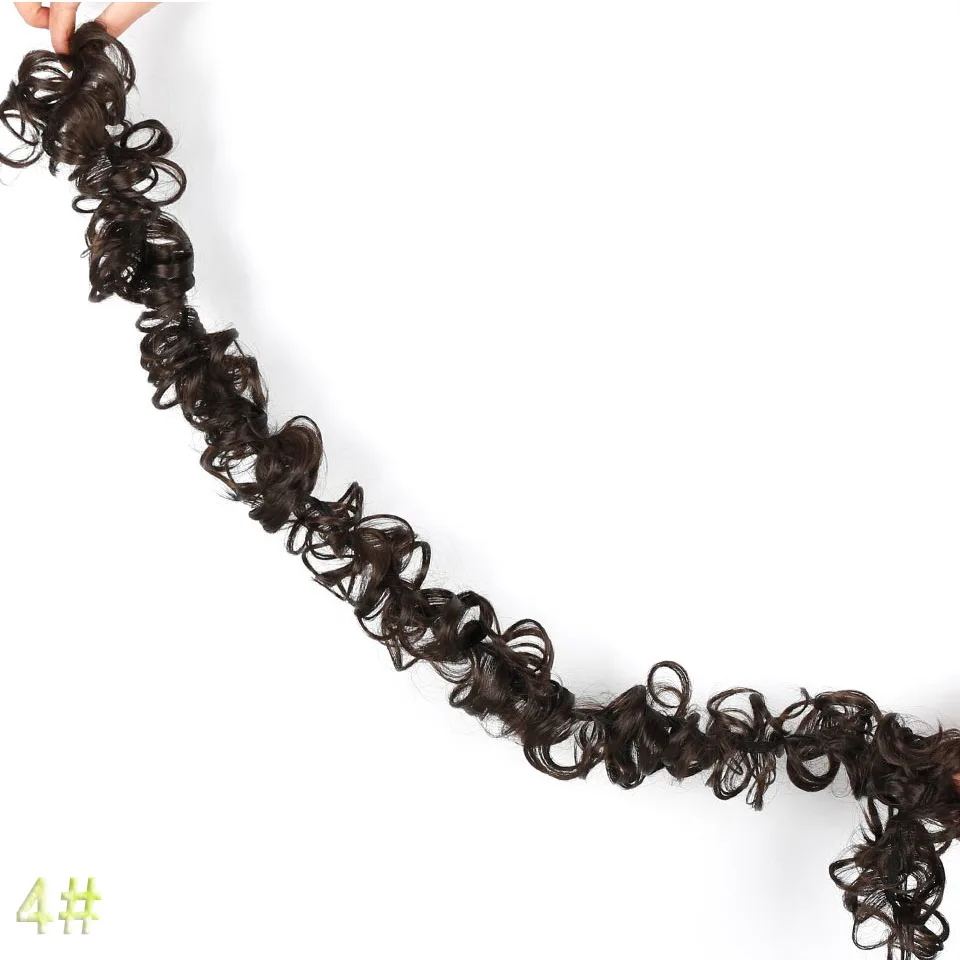 Модные термостойкие волокна женские черные коричневые резиновые ленты кудрявый шиньон UPDO синтетические шиньоны булочки для наращивания волос - Цвет: 4