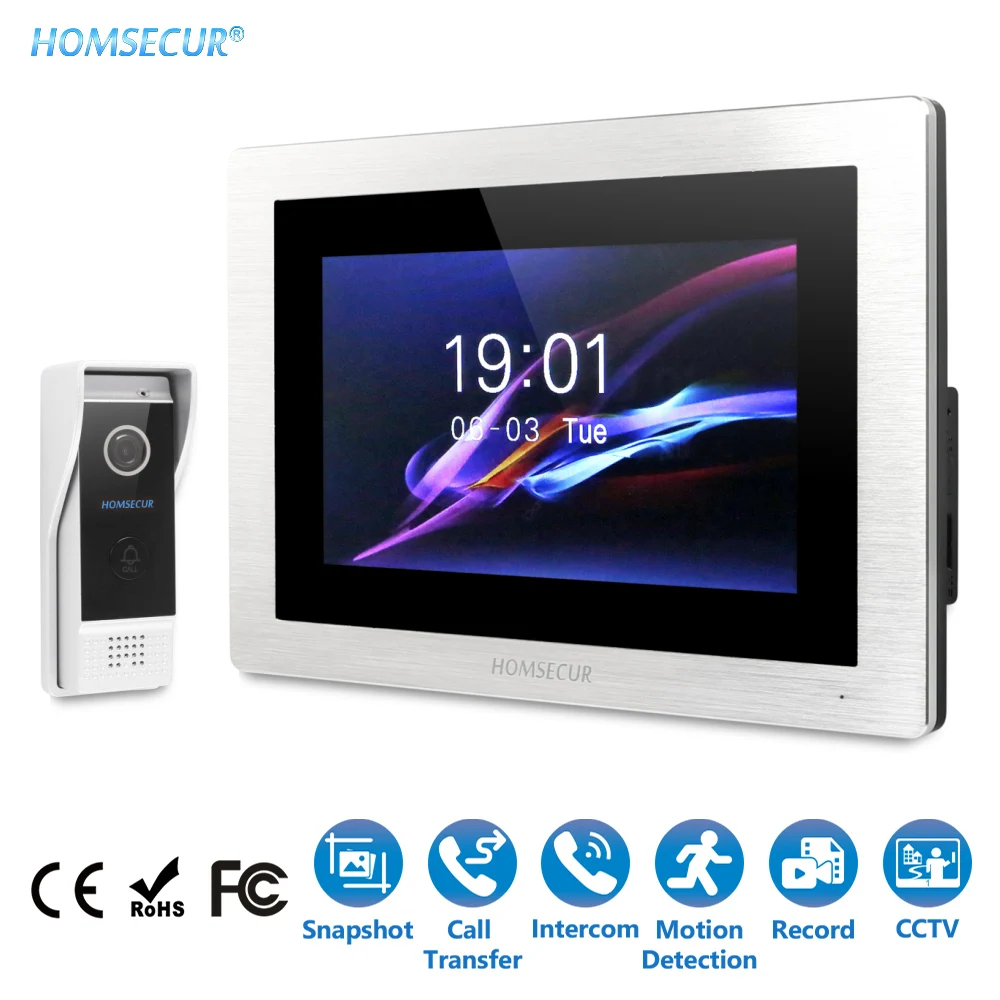 HOMSECUR 4 провода " видео домофон дверной звонок Система иврит меню IP65 наружная камера ИК Ночное Видение BC031-B+ BM714-S - Цвет: Video Door Intercom