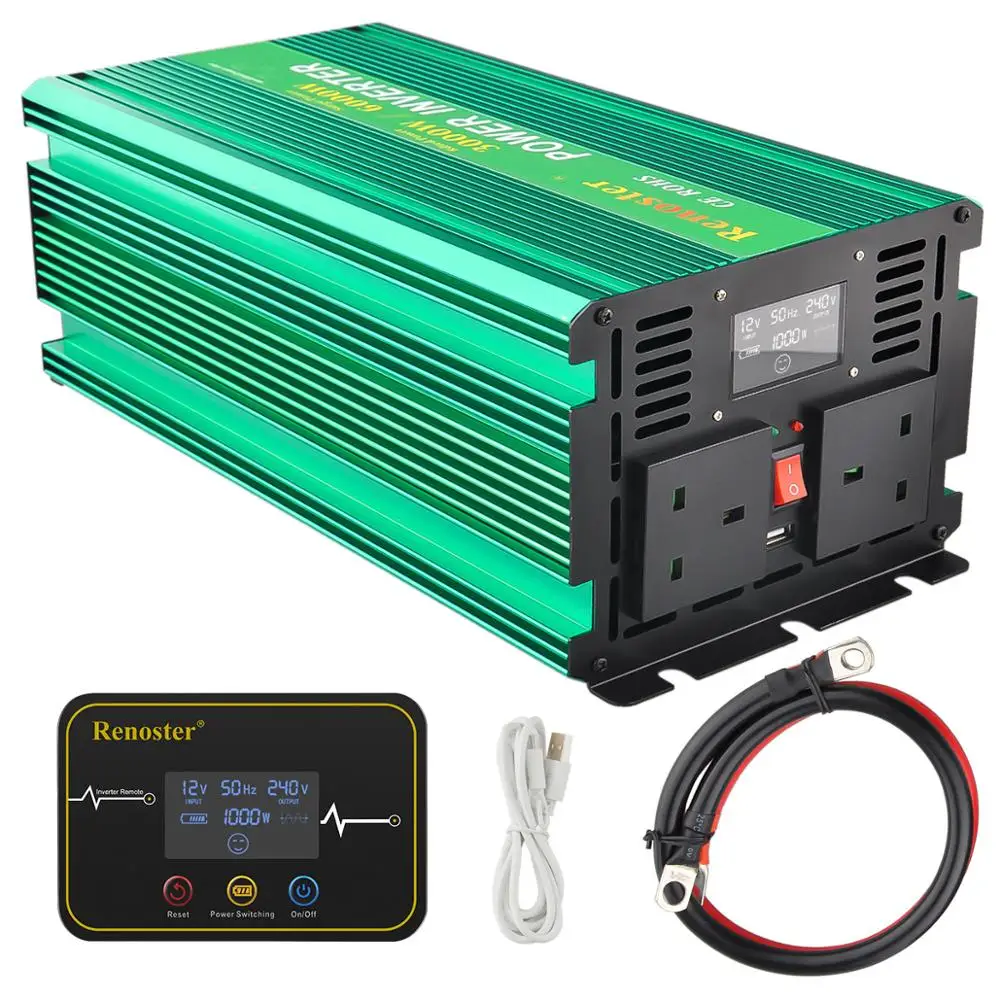 

3000/6000W Inverter 12v 220v Modified Sine Wave Solar Inverter Charger Converter Transformer remote controller with LCD for car