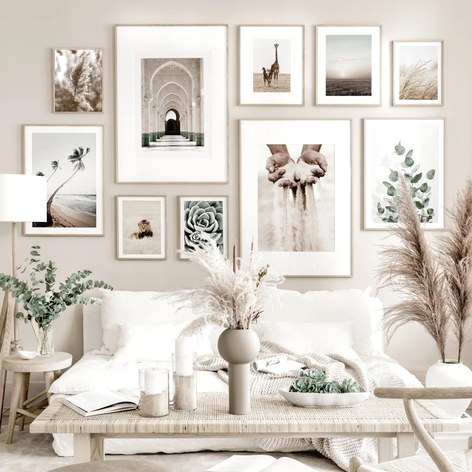 Grains-of-Sand-Arches-Grass-Reed-Palm-Cactus-Giraffe-Nordic-Poster-Wall-Art-Print-Canvas-Painting (2)