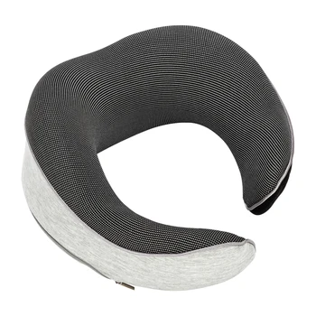 

High Quality Memory Foam Travel Neck Pillow Functional Hook and Loop Fastener Grey Washable Pillowcase Safe Comfort Perfect Gift