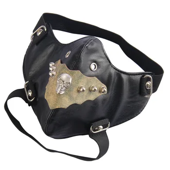 

Outdoor cold protection Fashion Motorcycle Punk Rock Face Mask Hip-hop Halloween Party Leather Riding dust Mask