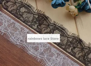 

30meters/lot Embroidered Eyelashes Lace Trim Flower Black White Lace Fabric Handmade DIY Garments Sewing Accessories Ribbon lace