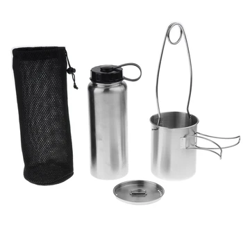 

Multi-purpose Camping Cup Leak Proof 1L Water Bottle 750ml Foldable Cup Kettle Mouth Spreader Hanger and Storage Bag