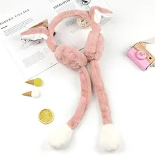 Женские зимние теплые наушники с милым Кроликом, подушка безопасности, плюшевая Ушная грелка, подарки TS95