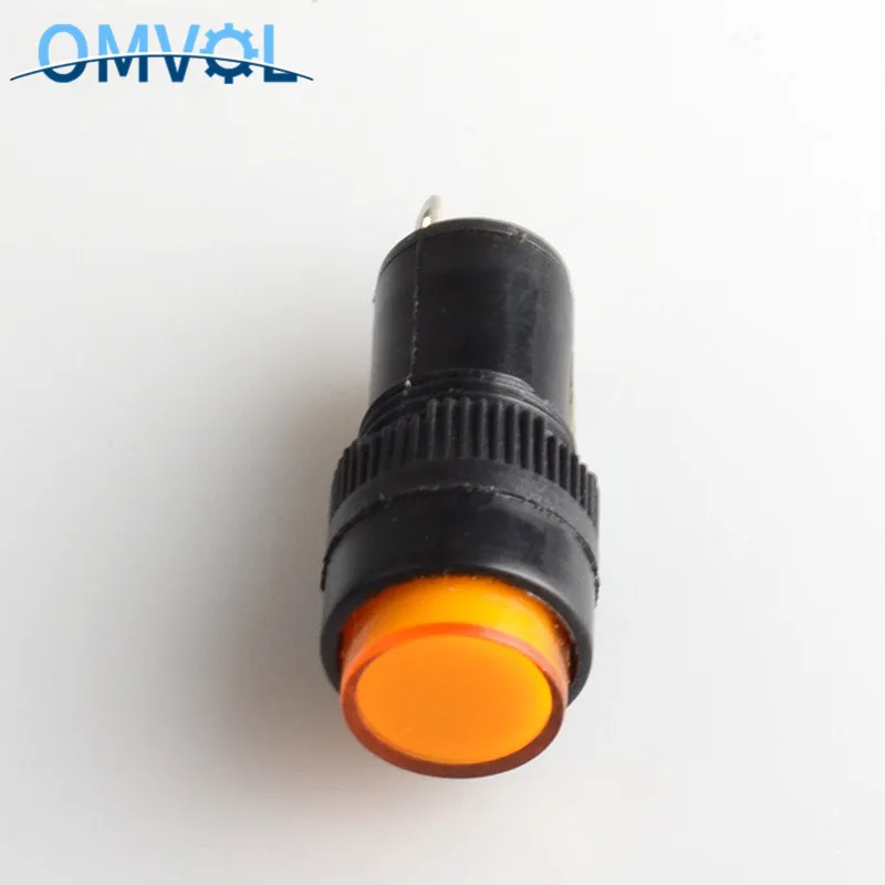 5 шт. 12 мм Индикатор Пилот светильник DC12V DC24V AC220V Панель настенный светильник пилот, сигнальный огонь NXD-212 Мощность - Цвет: 12mm Orange 220V