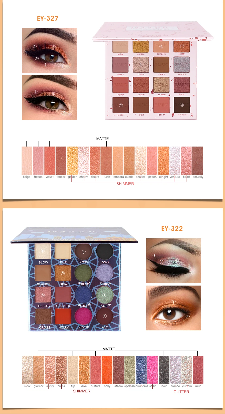 Hba9936ae6bfe4782b231c4cdaa8f386fr Charming Shimmer Eyeshadows 16 Colors Set