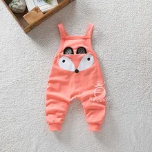 Для малышей и детей постарше; сезон весна-осень модная одежда с мультипликационным принтом «Лиса» комбинезоны, детская одежда