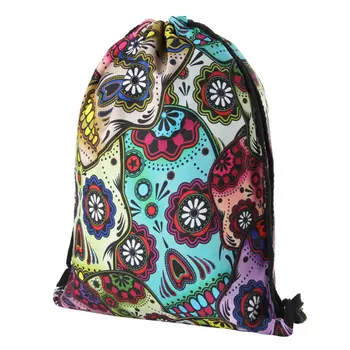 

2020 New Skull Drawstring Bags 3D Printed Drawstring Backpack Mexican Skull 3-D Printing Drawstring Bag