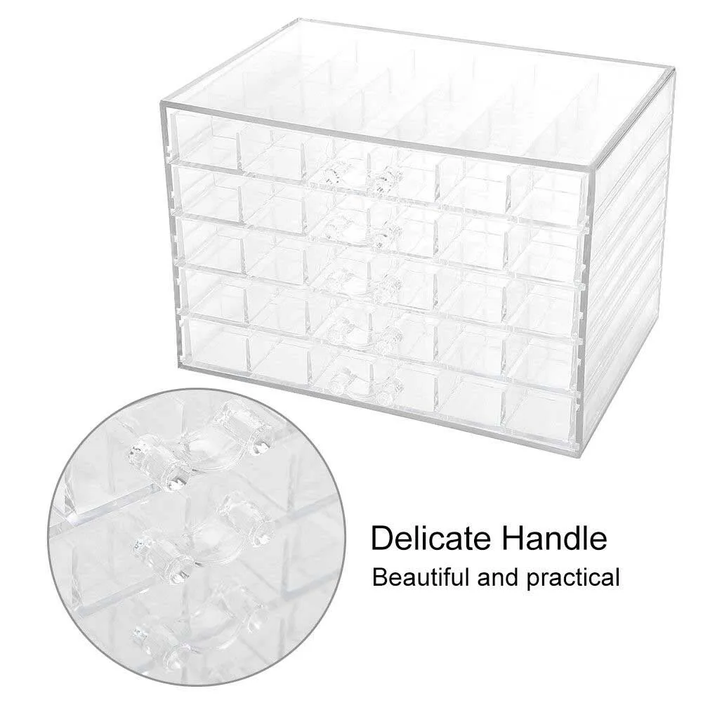 120 Grids Home Jewelry Storage Case Nail Art Holder Large Capacity Empty Organizer Display Box Manicure Tool 5 Layer Acrylic