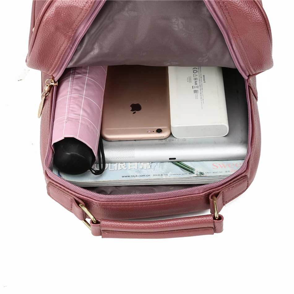 Для женщин из мягкой кожи роскошные рюкзаки Mochila Feminina с простым замочком, книжные сумки вместительные, для отдыха путешествия рюкзак и сумка Mochila