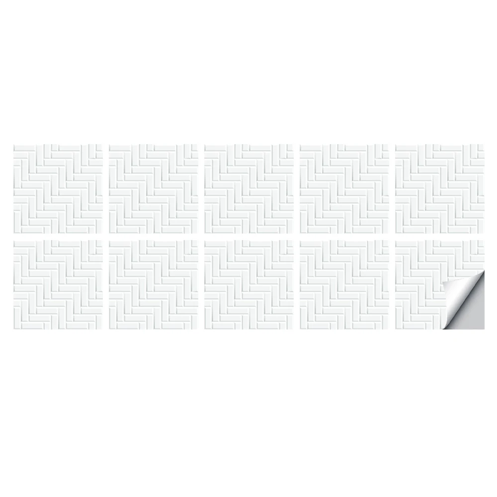 Description Picture 6 of item10pcs White Brick Tiles Sticker Kitchen Wardrobe Washbasin Decoration Wall Decals Self-adhesive Crystal Hard Film Art Wallpaper