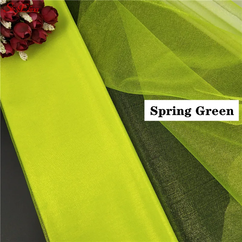 Белый/синий/розовый 48 см x 5 м тюль рулон прозрачной органзы ткань день рождения, мероприятие, вечеринка принадлежности для свадебного украшения 6Z SH015 - Цвет: spring green