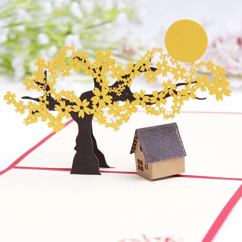 Mid-Autumn Festival Stereoscopic Greeting Cards sakura zhi creation foods 3D Creative Handmade Christmas Postcard Birthday Bless