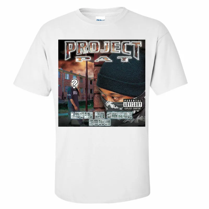 Проект Pat Layin Smack Down белая мужская рубашка всех размеров Memphis Rap Graphic цветов Мужская футболка фитнес хип-хоп