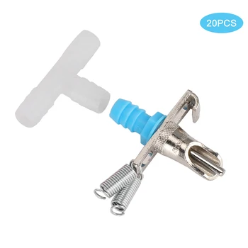 

No Rust Durable Three Way Double Spring Rabbit Drinking Fountain Drinker Water Feeding Nipple Supplies 20PCS