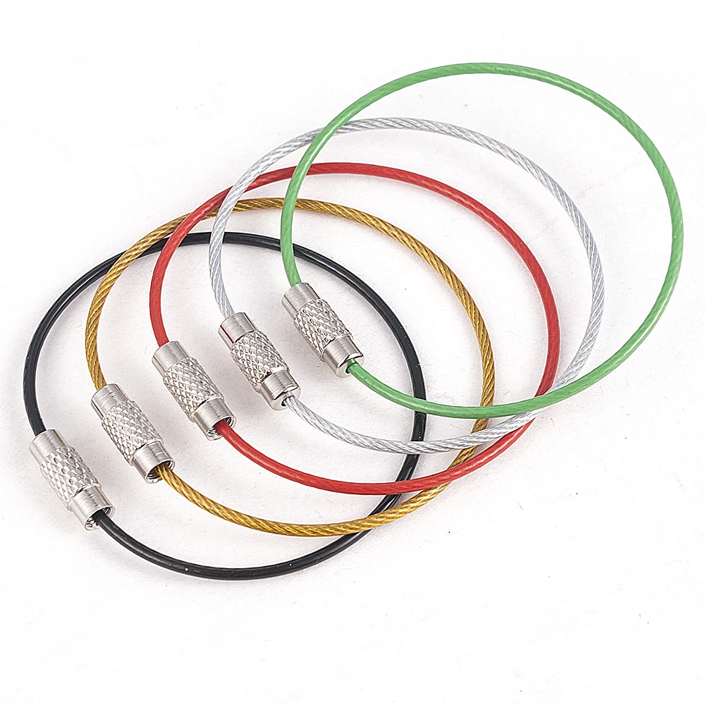 Wire Keychain Keyring Jewelry Rope Cable Key-Holder Stainless-Steel Women 5PC 5-Colors